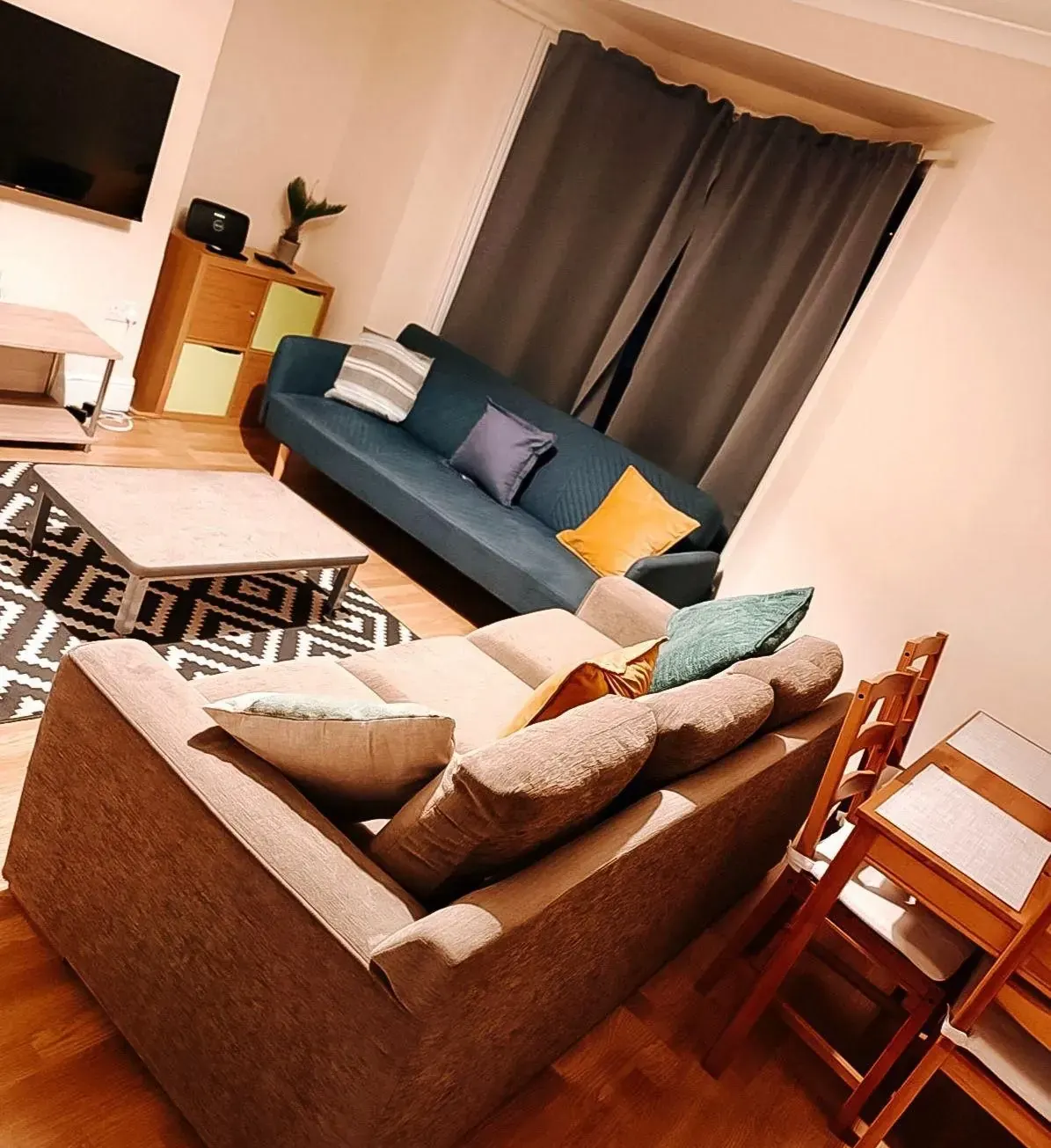 Sofa beside the dining table